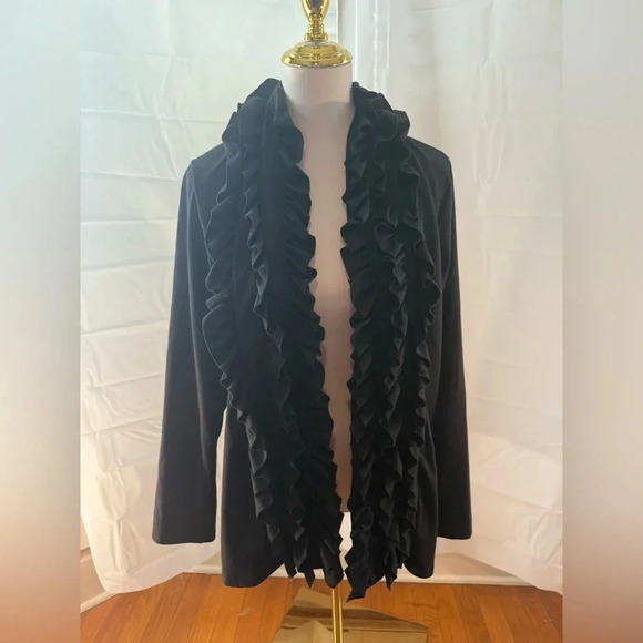 Fever Black Ruffled Cardigan - Picture 1 of 7